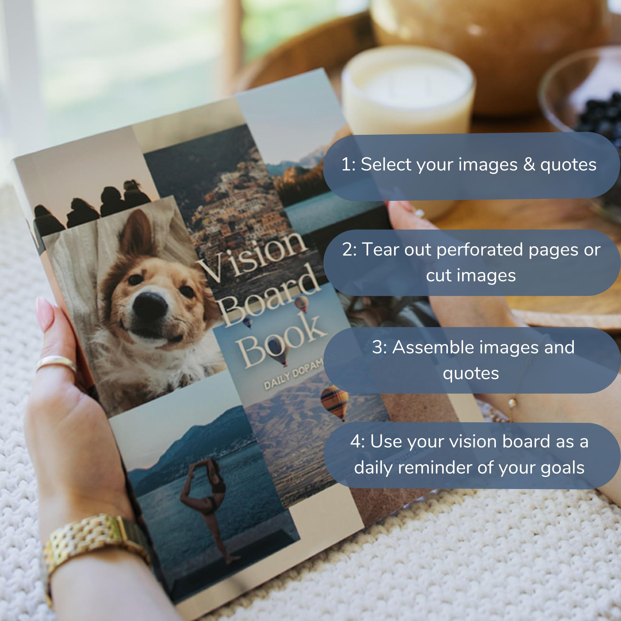 Daily Dopamine 2025 Vision Board Book - Quality Clip Art Magazine Supplies | 800+ Categorized Pictures & Quotes| Aesthetic Dream
