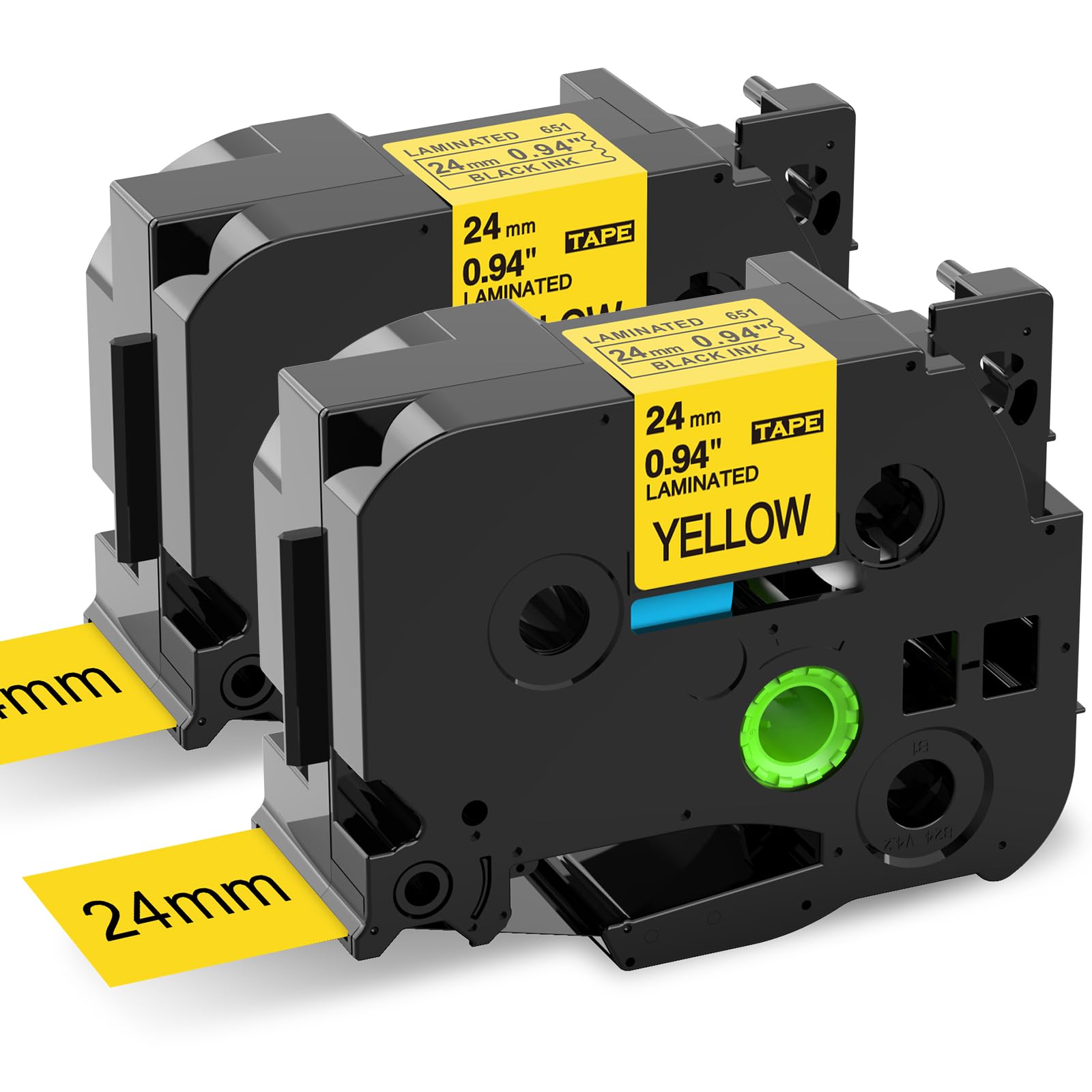 Ptouch Tape Black on Yellow 24mm Label Tape Replacement for Brother Label Maker Tape 1 Inch TZe TZ Tape 24mm 0.94 Laminated TZe-