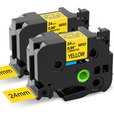 Ptouch Tape Black on Yellow 24mm Label Tape Replacement for Brother Label Maker Tape 1 Inch TZe TZ Tape 24mm 0.94 Laminated TZe-
