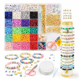 Aqelo Bracelet Making Kit For Girls, Clay Beads Jewellery Making Kit With Alphabet Beads, Charms, Diy Craft Kit For Kids, Friend