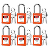 BOZZYS Lockout Tagout Locks 6-Pack|OSHA Orange Loto Locks Keyed Different|2 Keys/Lock for Industrial Machinery & Electrical Pane