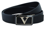Zacharias MenS Faux Leather Belt Automatic V Buckle Asg18 (Black;Free Size)
