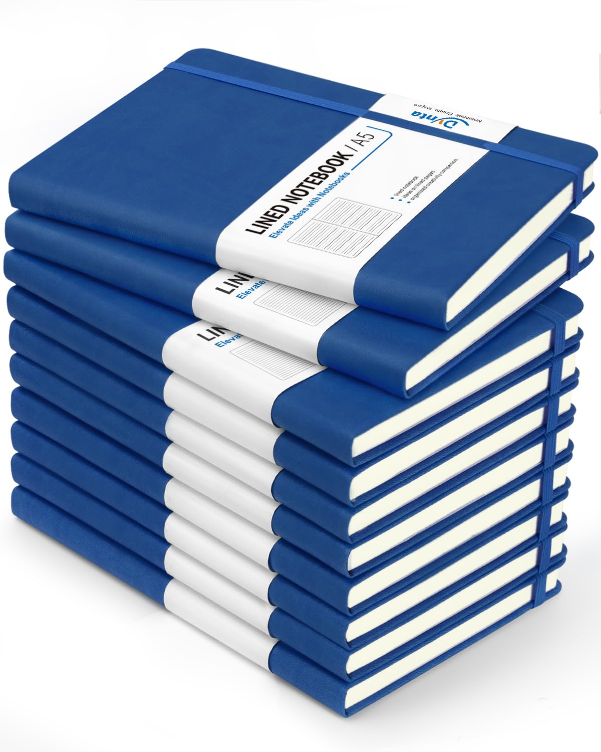 Dynta Hardcover Journal Notebooks, 10 Packs A5 Lined Journals Bulk for Writing 200 Pages/100Sheets, 8.4 x 5.8 inch, Classic Rule