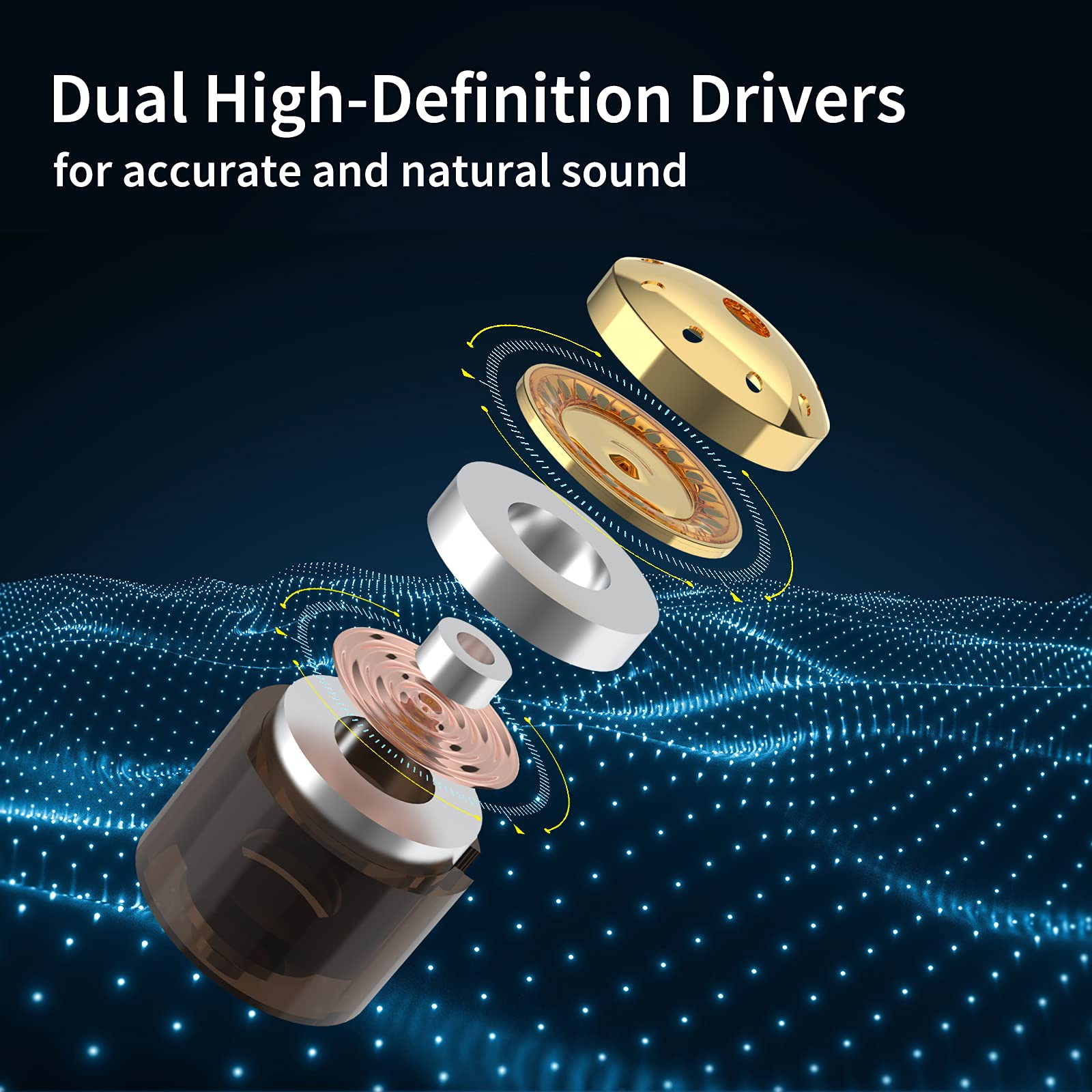 BASN in Ear Monitor Headphones for Musicians Audiophiles Drummers, Bsinger Pro Noise Isolating Earbuds with Dual Driver Dynamic
