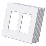 (5 Pack) BESTTEN USWP6 Matte Snow White Screwless Decorator Wall Plate, 2-Gang Outlet Cover, Decor Switch Face Plate, H4.69x