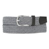 Louis Stitch MenS Black And White Braided Elastic Stretch Belt With Leather Tipped End Stretchable Canvas Waist Band For Men Wo