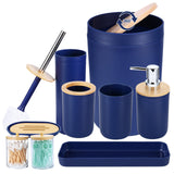 iMucci Bathroom Accessories Set Navy Blue Bathroom Decor Sets with Trash Can,Toilet Brush,Toothbrush Holder, Lotion Soap Dispens