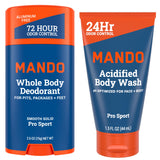 Mando Whole Body Deodorant - Solid Stick & Acidified Body Wash - Pro Sport