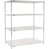 Nexel Adjustable Wire Shelving Unit, 4 Tier, Commercial Dry Storage Rack, 36 x 72 x 86, Chrome (36728C)