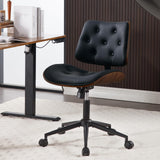 BERYTH Armless Home Office Chair with Wheels, PU Leather Adjustable Height Computer Desk Chair, 360 Swivel Small No Arms Chair, 