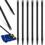 Ziliny 6 Pcs Fiberglass Broom Handle Black Replace Broom Stick, 1inch x 48inch