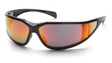 Pyramex Exeter Safety Eyewear, Sky Red Mirror AntiFog Lens With Black Frame
