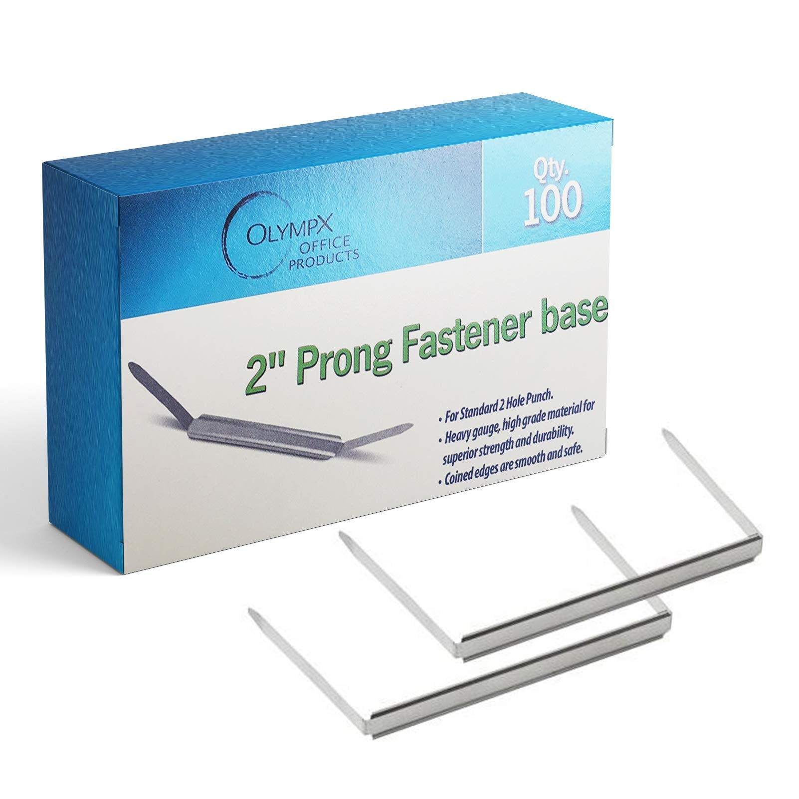 OLYMPX 100 Pcs of 2A capacity Premium Metal Prong Paper Fastener Bases, 275 Inch Base for Paper File clip Folder Accessories, Bo