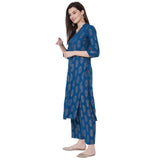 Gosriki Women'S Rayon Foil Printed Kurta With Palazzo (Natak Blue_Xxl-Blue_Xx-Large),Blue,2,B098NZFZHP