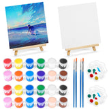 2 Pack 8 * 10In Canvas Boards for Painting, Art Canvas for Drawing with 4 Brushes & 2Paint Trays & 4 Acrylic Paint, Mini Paintin