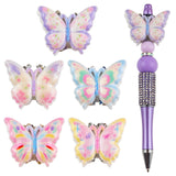 5pcs Rhinestone Butterfly Beads for Pens Fancy Focal Beads for Beadable Pens Beadable Keychains Making