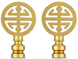 Brass Lamp Finials - 2 Packs, Chinoiserie Design Solid Metal Finials for Table lamps and Floor Lamps, Lamp Toppers Screw On Cap,
