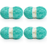 BATELO Velvet Chenille Yarn for Crocheting & Knitting 1440 Yards, Soft Thick Fluffy Bulky Blanket Yarn, 4 Pack of 10.5oz (Teal G
