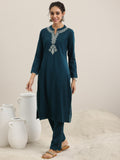 Libas Women'S Wool Blend Kurta Set (48759W_Teal Blue