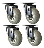 Headbourne 8270E Designer Casters 5 inch Soft Rubber Chrome & Black Designer Caster, 4 Pack