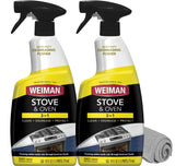 Weiman Heavy Duty Stove and Oven Cleaner and Degreaser for Glass, Ceramic Cooktops, BBQ grill grates - 2 Pack, 24 Oz w/MicroFibe