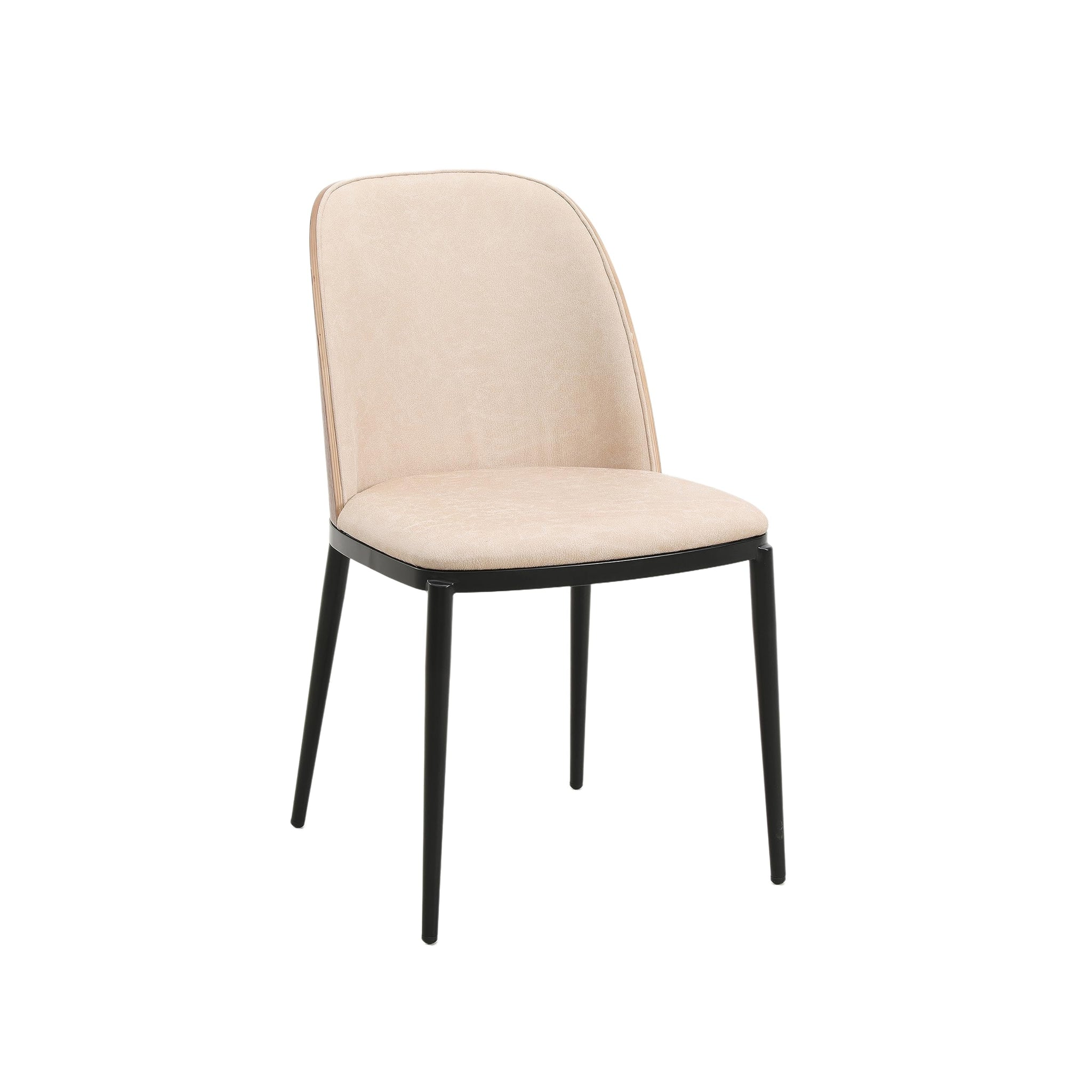 Leisuremod Tule Mid-Century Modern Dining Side Chair With Leather Seat And Powder-Coated Steel Frame For Kitchen And Dining Room