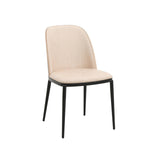 Leisuremod Tule Mid-Century Modern Dining Side Chair With Leather Seat And Powder-Coated Steel Frame For Kitchen And Dining Room