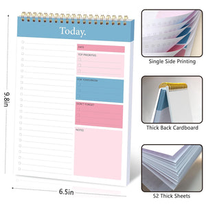 To Do List Notepad - Daily Planner Notepad Undated 52 Sheets Tear Off, 6.5 x 9.8 Checklist Productivity Organizer with Hourl