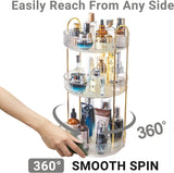 Asayuee 360° Rotating 3-Tier Makeup Organizer, Large Capacity Clear Cosmetic & Skincare Storage for Vanity or Bathroom