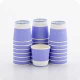 4 Ounce Paper Coffee Cups, 25 Ripple Wall Disposable Paper Cups - Leakproof, Recyclable, Light Purple Paper Hot Cups, Insulated,