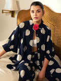 Libas Women Rayon Blue Printed Kimono Co-Ord Set, Large