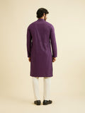 Manyavar Men'S Viscose Chikankari | Sequined Kurta Pyjama Set (Purple,S)