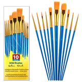 DOMMARE 10Pcs Paint Brushes Kids Paintbrushes Bulk Nylon Hair Artist Acrylic Paint Brush with Wooden Handle for Oil Watercolor, 