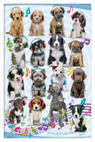 Trends International Keith Kimberlin - Puppies - Headphones Wall Poster, 22.375 x 34, White Framed Version