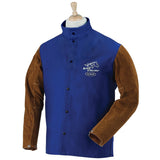 Revco FRB930C/BSL Black Stallion Hybrid Fr and Cowhide Welding Coat, 9 oz., Large, Royal Blue/Brown