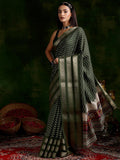 Libas Women'S Silk Blend Saree (16056R_Olive)