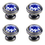 MY MIRONEY 1.26 Dia Blue and White Porcelain Knobs Antique Bronze Blue Floral Decorative Drawer Knobs Chinese Style Ceramic Knob