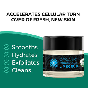 Miracle Lips Organic 2 In 1 Lip Scrub And Moisture Balm - For Corrective Lip Action - Wax Free Anti-Aging Lip Balm Treatment Sol