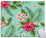 Hawaiian Tropical Leaves Mouse pad Palm Leaf Hibiscus Plumeria Flowers Floral Rectangular Mouse Pad, Non-Slip Rubber MousePads f