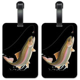 Leaping Fish (Black) Luggage Id Tags Suitcase Identification Cards Set Of 2
