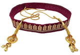 Navti Creations WomenS Maroon Kamarband (Bridal Belt) With Golden Embroidery (Adjustable) Width 3Cm /Waist Hip Belt/Lehnga Belt