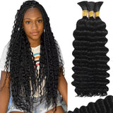 Human Braiding Hair 12A Deep Water Wave Bulk Human Hair for Braidng 110g 18 Inch Curly Boho Braids Human Hair Extensions No Weft