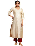 Libas Women'S Silk Embroidered Straight Kurtas (G2741_Off White