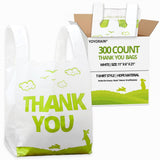 YoYoRain White Thank you T shirt bag, Grocery shopping bag Reusable and Disposable Supermarket Bag 11x6x21 300PCS