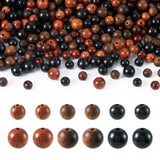 Craftdady 480Pcs 6mm 8mm Waxed Natural Round Wood Beads Brown Black Ball Beads Rustic Loose Spacer Beads for Garland Macrame Ros