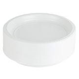 PLASTICPRO Round Plastic Plates Microwaveable, Disposable, White, Dinnerware (100, 10 Inch Plates)