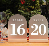 ORGANTEAM Wedding Table Numbers 16-20, Acrylic Arch Signs with Natural Wood Stands Holders, Rustic Table Decor for Reception & P