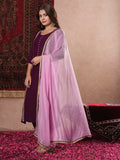 Gosriki Women'S Cotton Blend Straight Solid Kurta With Pant & Dupatta (Dhulipala Wine-Vks01-Gs_L_Wine_Large),Wine,,B0DM1T9G3M