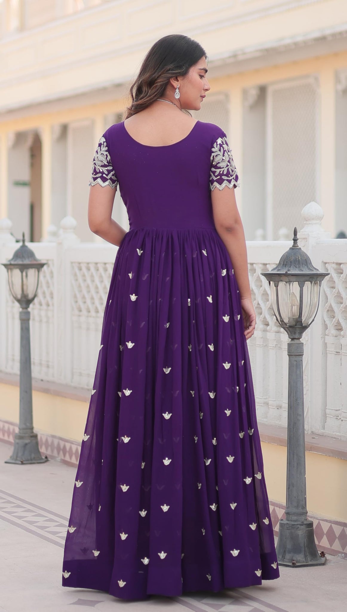 Fashion Basket Pink Anarkali Kurta Set With Embroidered Work For Women (In, Alpha, 2Xl, Regular, Standard, Purple)