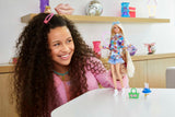 Barbie Extra Doll And Accessories With Extra-Long Blonde Hair Wearing Floral Outfit & Poncho With Pet Bunny